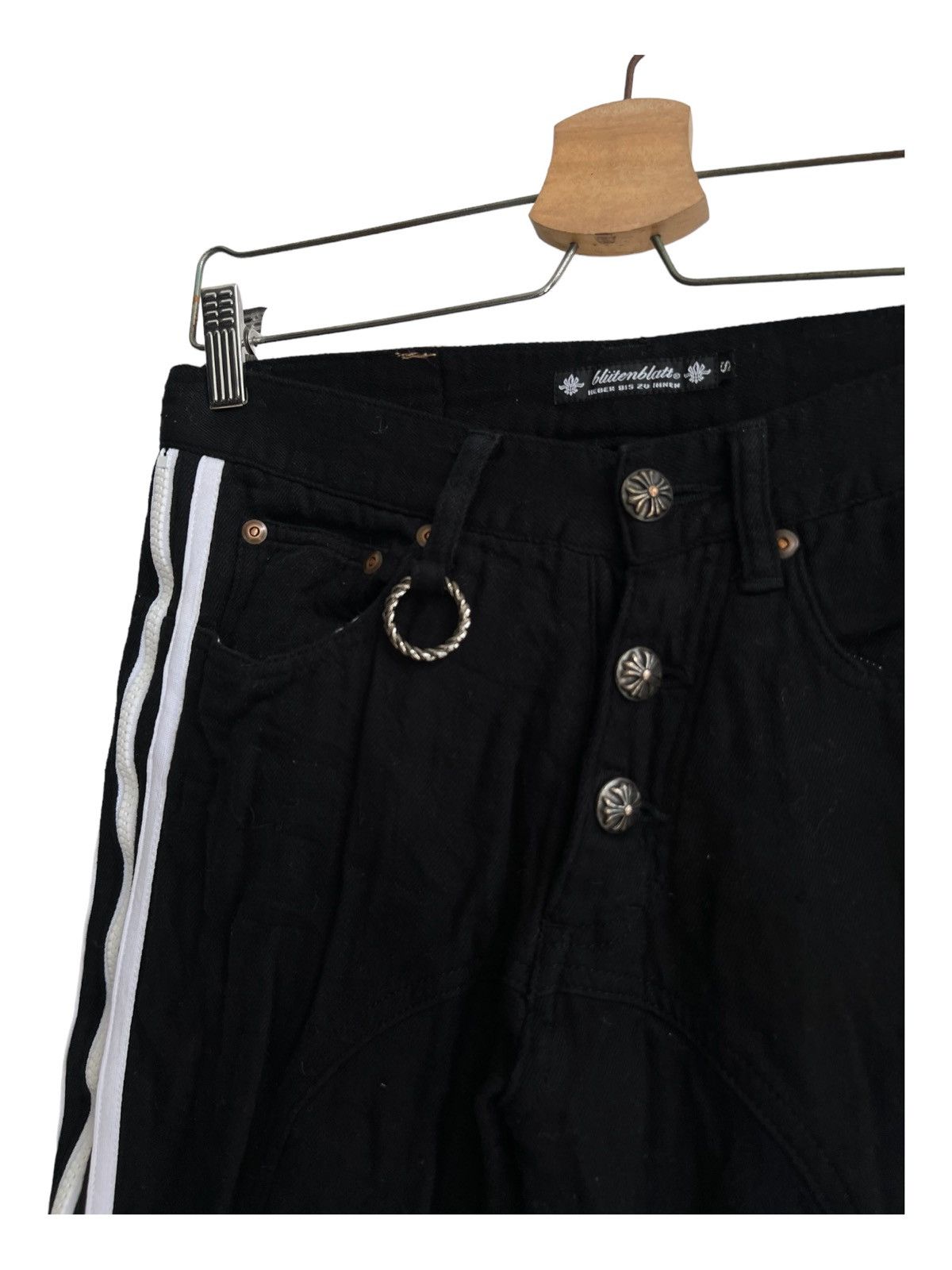 BUFFALO BOBS Bluttenblatt 🇯🇵 Flare Zip Hem CH Silver Button Goth Pants Size US 30 / EU 46 - 6 Thumbnail
