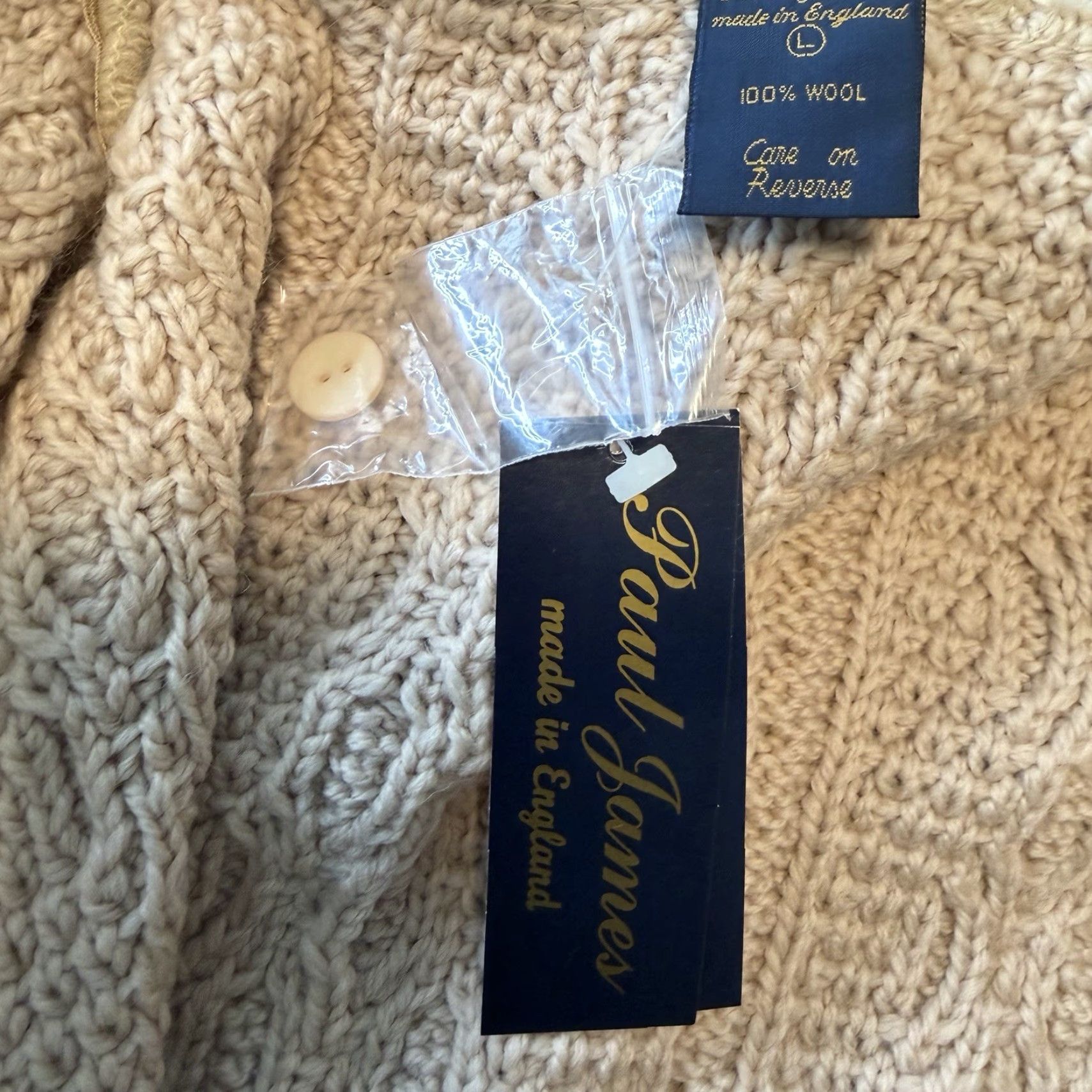 Paul James VINTAGE Paul James Wool Cable Knit Fisherman Cardigan Sweater Womens Large Ivory England Size L / US 10 / IT 46 - 6 Thumbnail