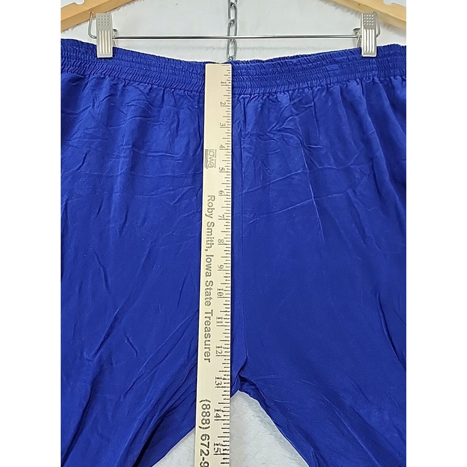 Vintage VINTAGE Argenti Blue Silk Lounge Pants Womens Size 10 Wide-Leg Elastic Drawstring Relaxed Fit Sleep Yoga Pajama Casual Lightweight Holiday Comfort Size 32" / US 10 / IT 46 - 7 Thumbnail