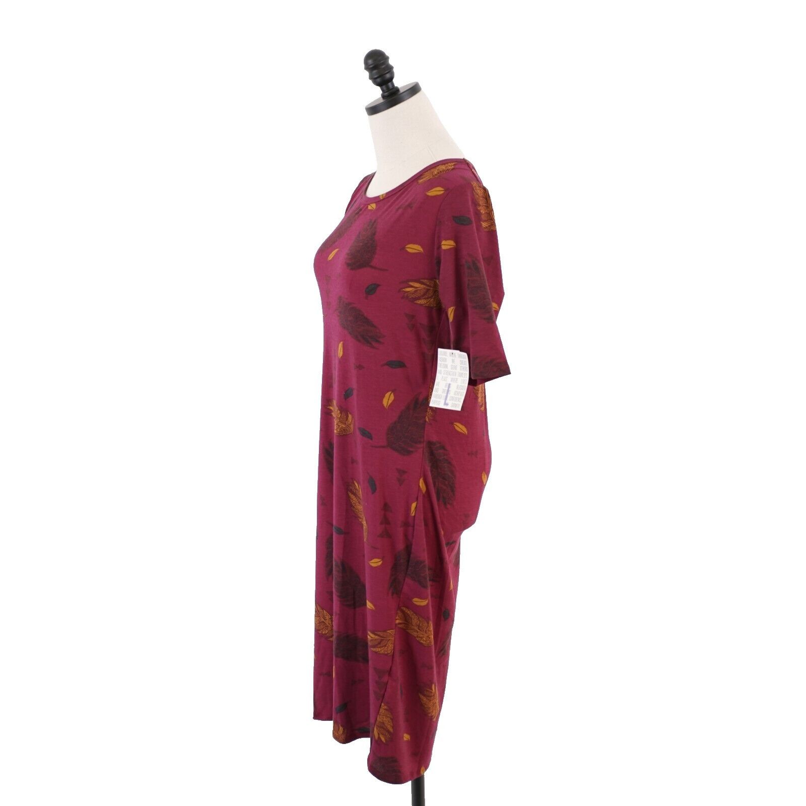 Designer NEW LuLaRoe Julia Large Red Floral Bodycon Dress Short Sleev Size L / US 10 / IT 46 - 5 Thumbnail