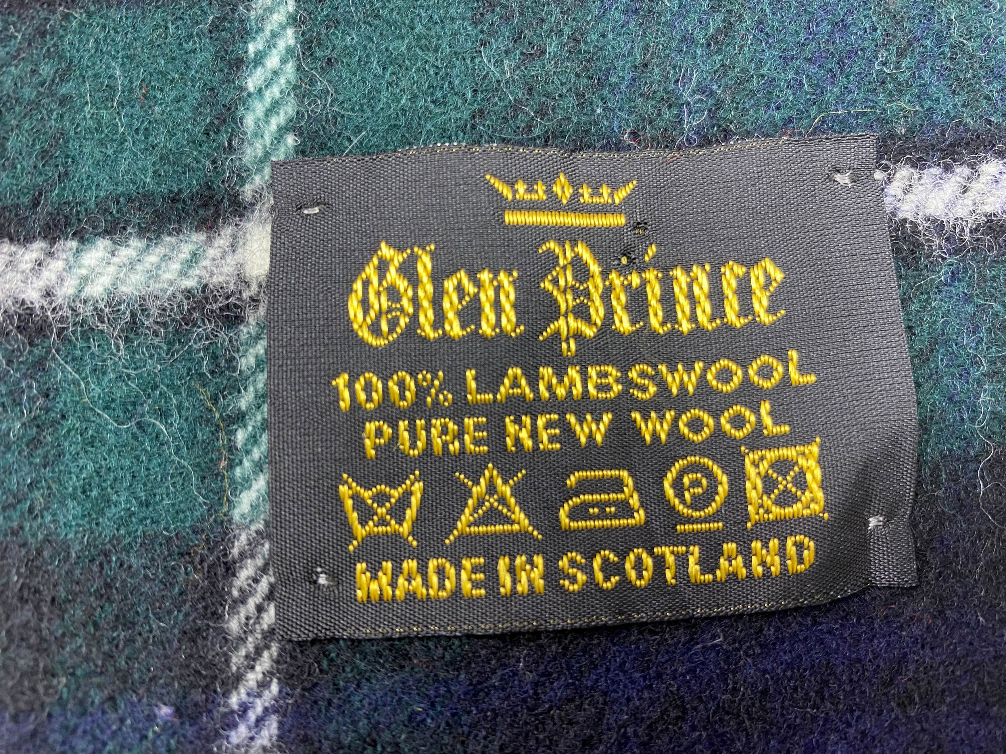 Vintage Glen Prince Vintage Lambswool Checkered Scarf – Navy Size ONE SIZE - 10 Thumbnail