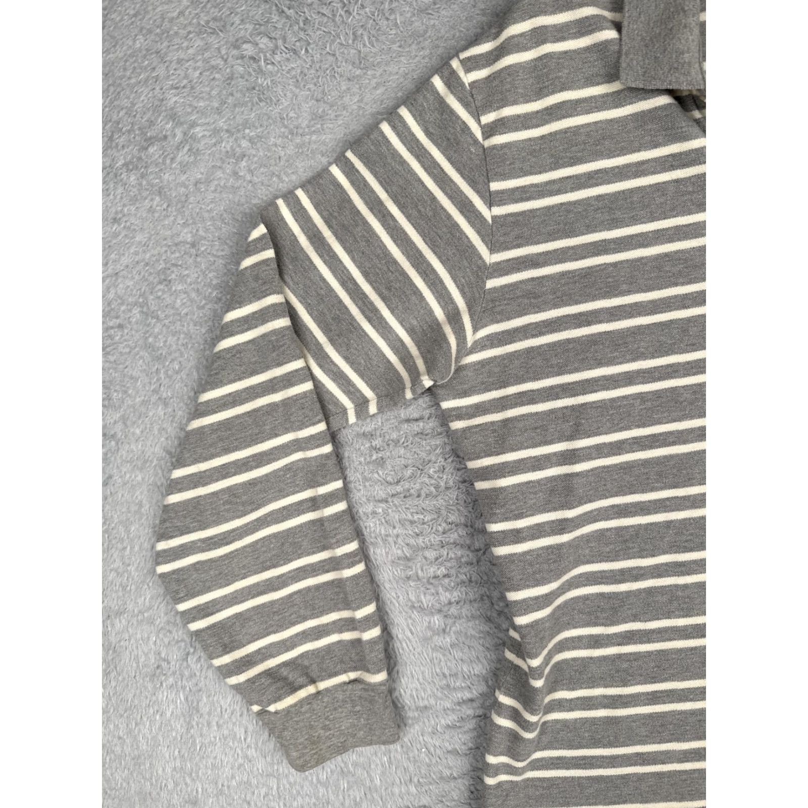 Polo Ralph Lauren Polo Ralph Lauren Polo Shirt Mens XL Gray Stripe Knit Long Sleeve Golf Rugby Size US XL / EU 56 / 4 - 3 Thumbnail