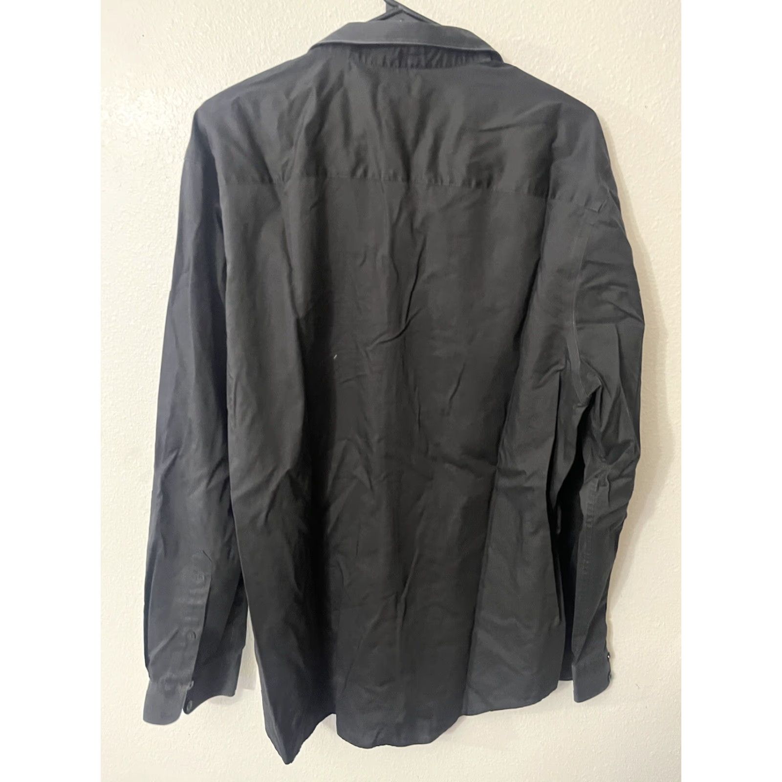 Perry Ellis PERRY ELLIS Non-Iron Solid Black Long Sleeve Button-Up Shirt Men 2XL Size US XXL / EU 58 / 5 - 2 Thumbnail