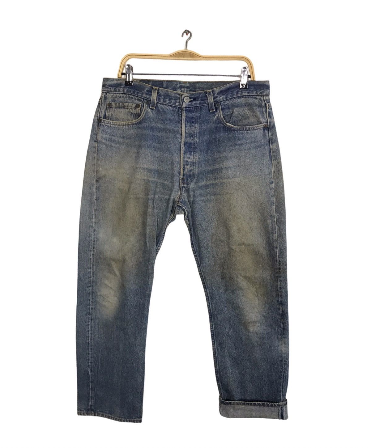 Levi's Vintage Clothing Levi's 80s Lot 501 Buttonfly Indigo Denim Beauty Fade Jeans Size US 35 - 2 Thumbnail
