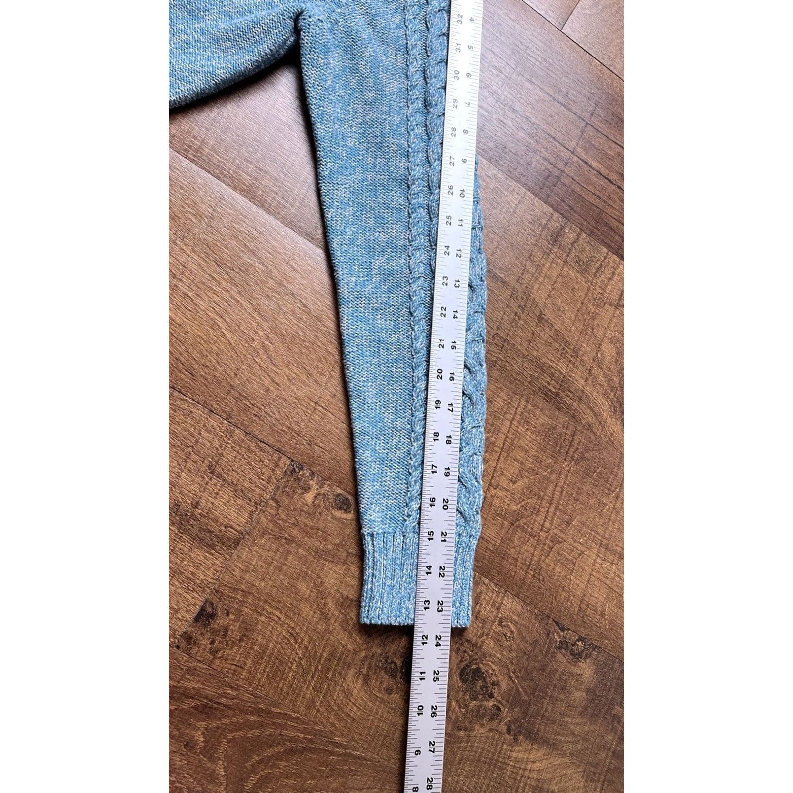 Vintage LL Bean Cable Knit Fisherman Sweater Womens Medium Crewneck Cotton Teal Gray Pullover Fisherman Classic Outdoor Preppy Size M / US 6-8 / IT 42-44 - 5 Thumbnail
