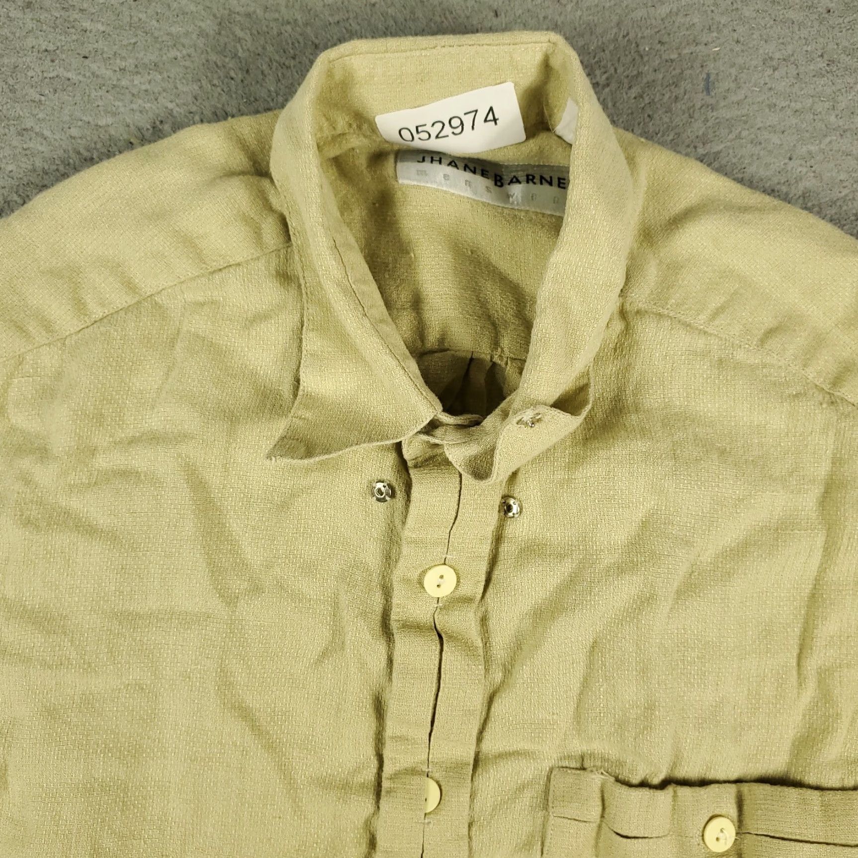 Vintage Jhane Barnes Button-Up Shirt Mens Medium Beige Linen Short Sleeve Casual Size US M / EU 48-50 / 2 - 2 Thumbnail
