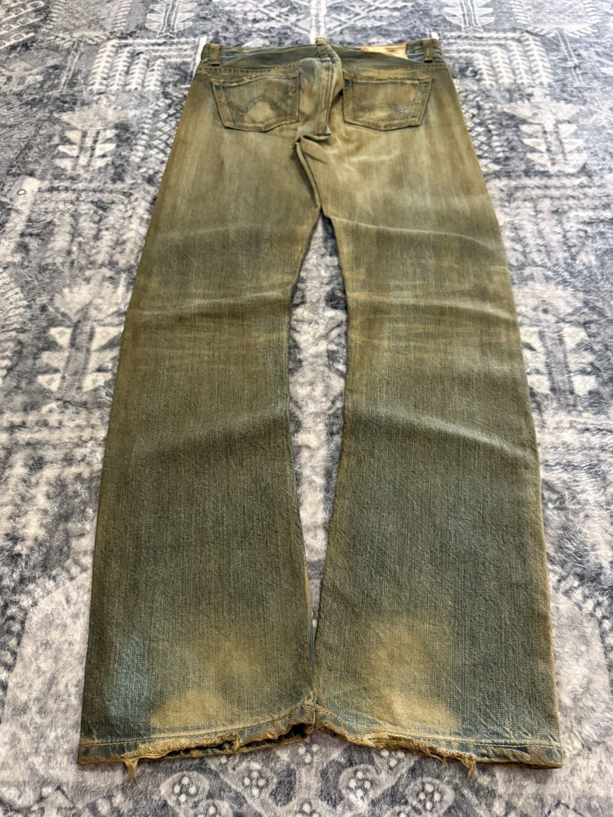 If Six Was Nine EDWIN 503 Earthy Mud Wash Patina Fade Distressed Jeans Size US 30 / EU 46 - 2 Thumbnail