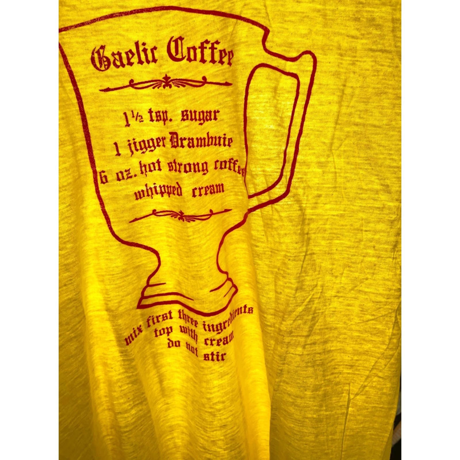 Vintage VINTAGE Screen Stars T-Shirt Graphic Print Gaelic Coffee Yellow XL Small 80s 50/50 Cotton-Polyester Men Short Sleeve Crew Neck Lightweight USA Size US S / EU 44-46 / 1 - 4 Thumbnail