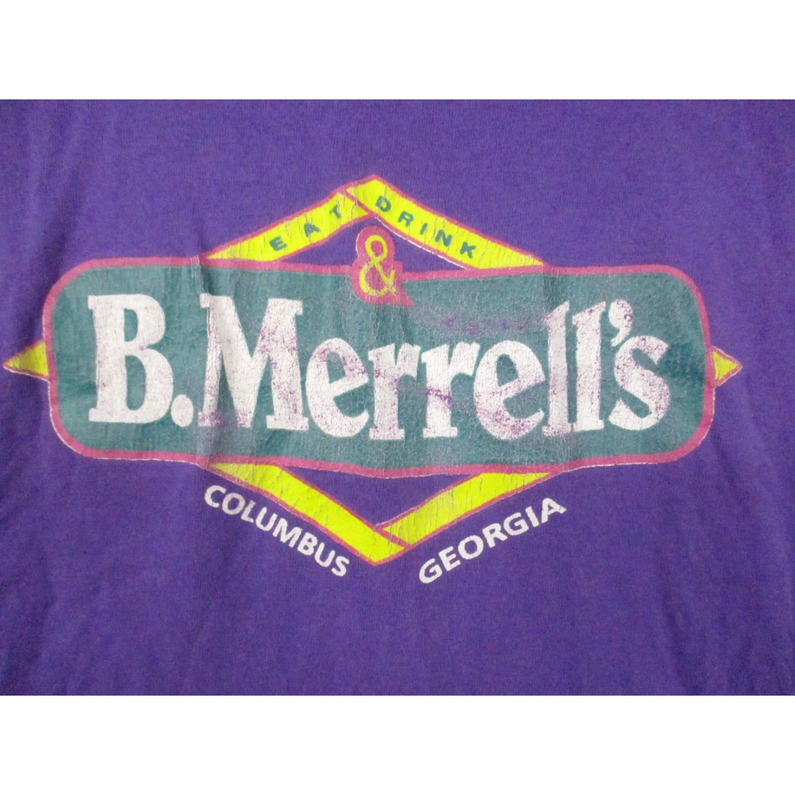 Fruit Of The Loom VINTAGE B. Merrell's Columbus Georgia Shirt Medium Single Stitch Purple USA Shirt Mens M Purple USA Vintage Size US M / EU 48-50 / 2 - 6 Thumbnail