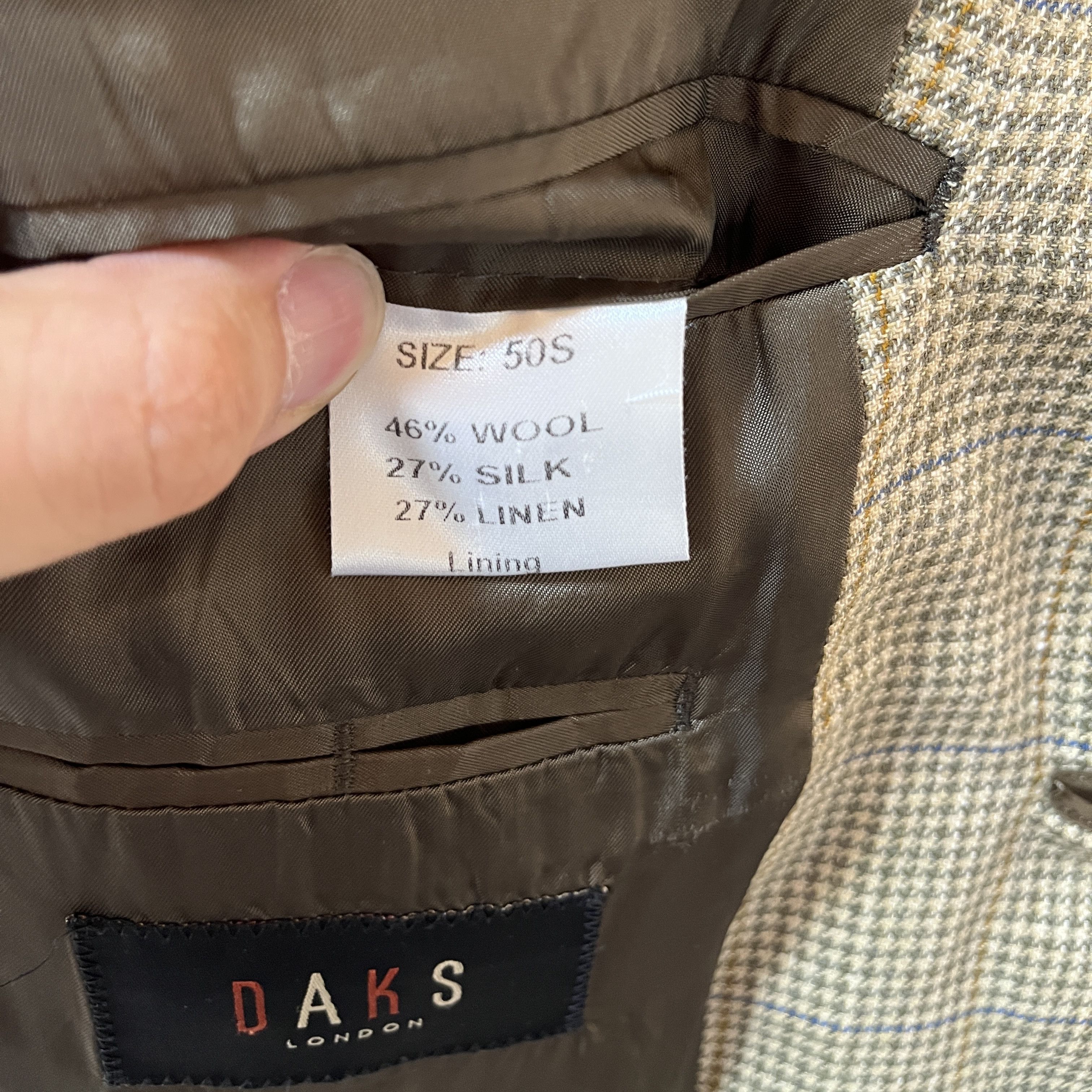DAKS DAKS London Wool Silk Linen Hunting Jacket Suede Elbow IT50 Size 50S - 10 Thumbnail