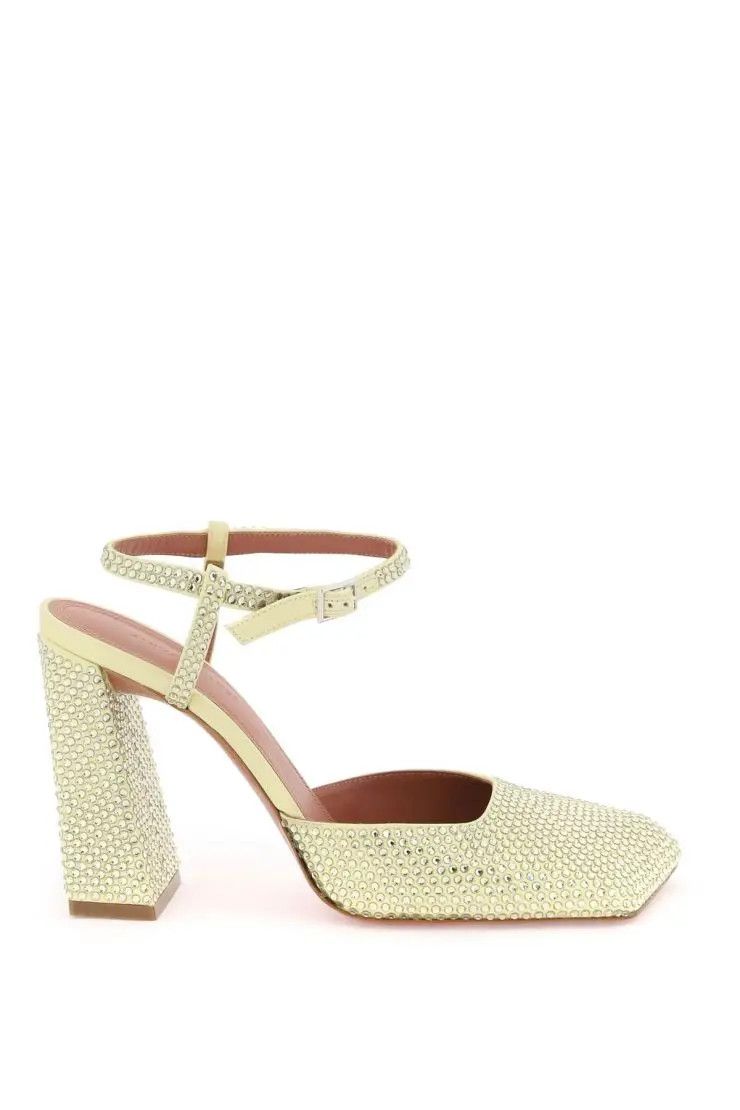 image of Amina Muaddi O1S22I1N0324 Charlotte Pumps Heel Shoes In Yellow, Women's (Size 8)