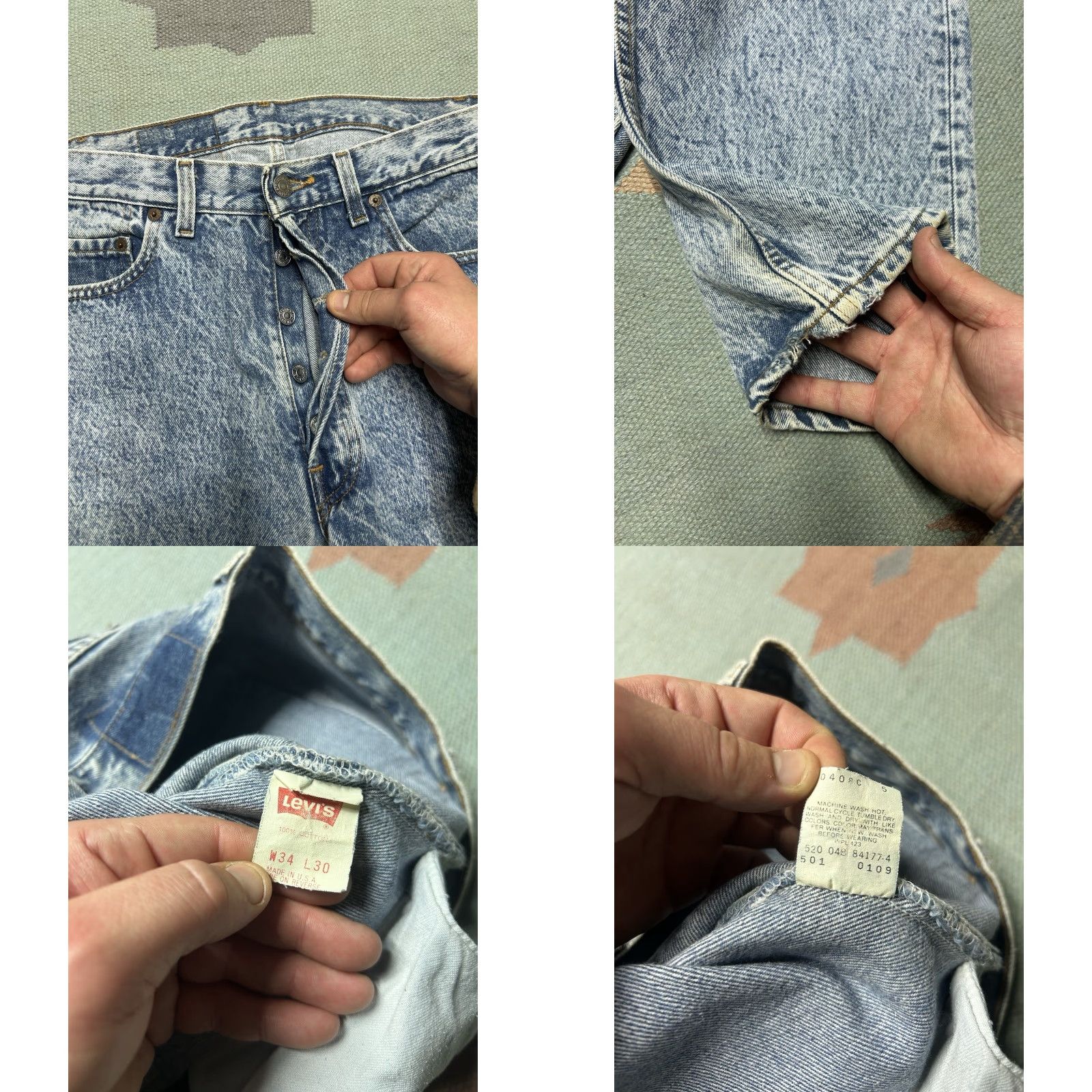 Levi's VINTAGE Levi’s 501 Jeans USA 80s acid stone wash button fly straight leg 32x29 Beige Mens Regular Jeans Size US 32 / EU 48 - 8 Thumbnail