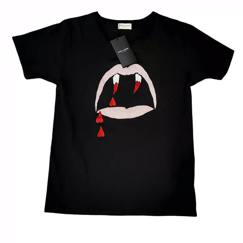 Saint Laurent Paris Saint Laurent Paris Black thin round neck short sleeve Size S / US 4 / IT 40 - 1 Thumbnail