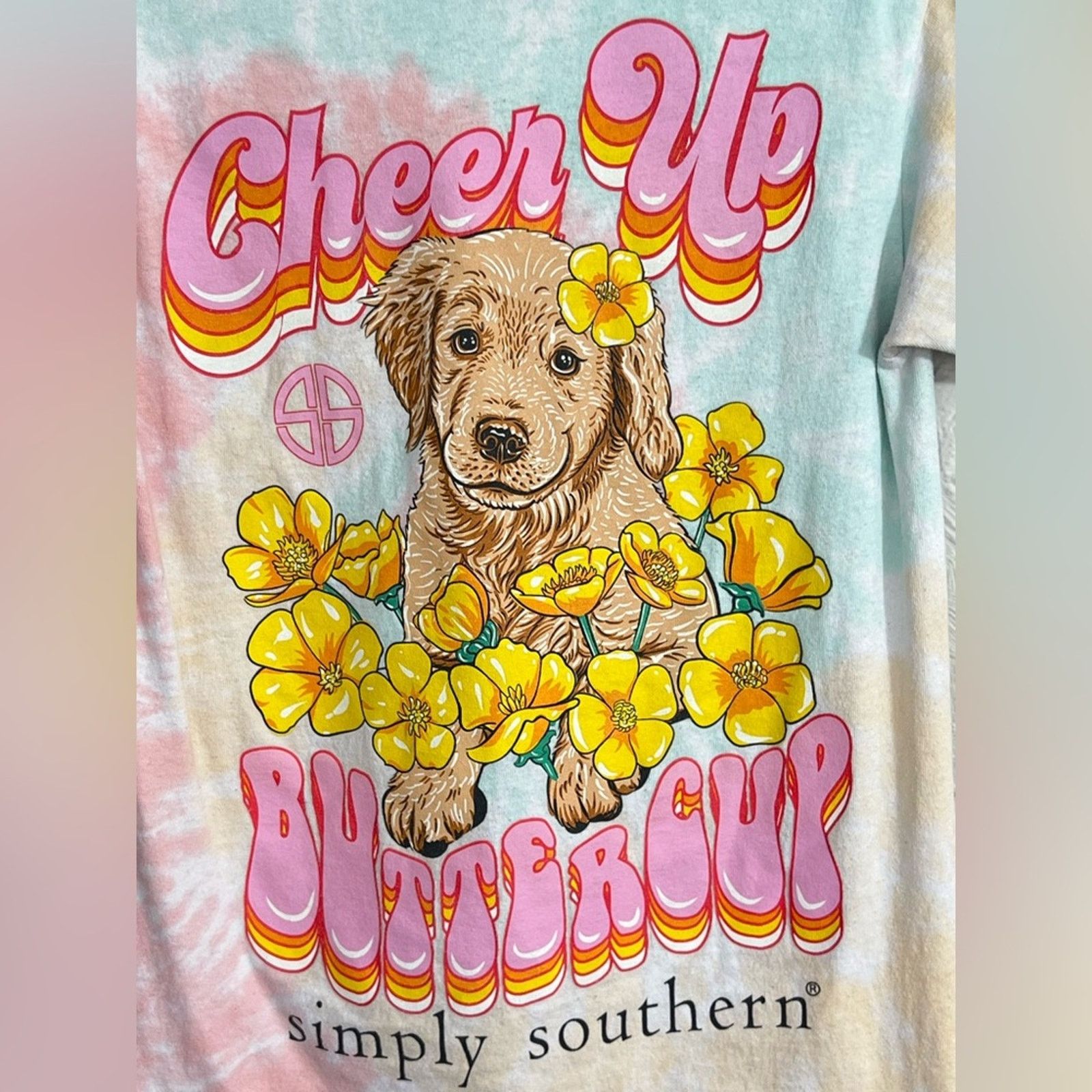 Other Simply Southern 'Cheer Up Buttercup' Retriever Tye Dye Shirt Size S / US 4 / IT 40 - 3 Thumbnail
