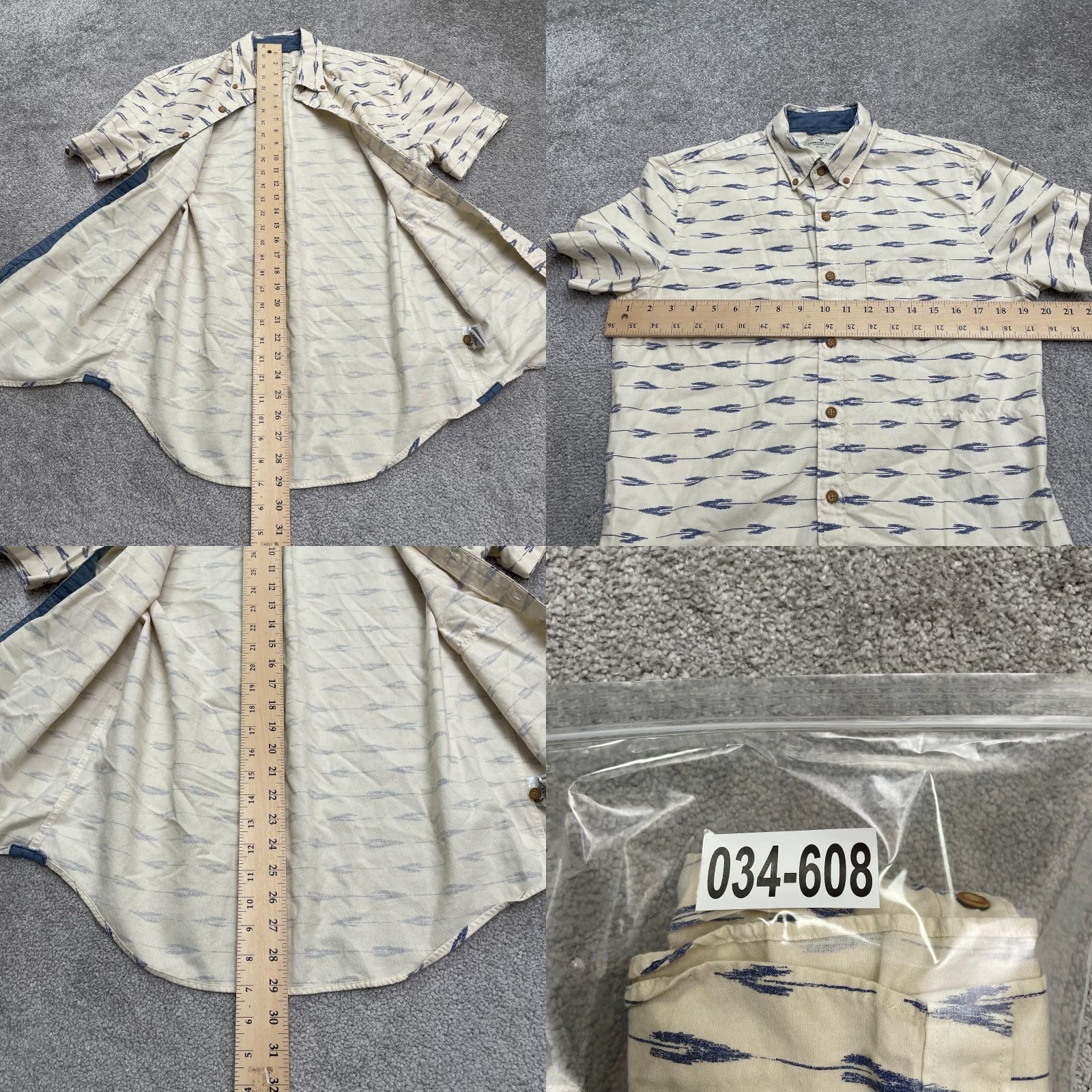 American Eagle Outfitters American Eagle Outfitters Button-Down Shirt Mens Medium Ivory Casual Cotton Size US M / EU 48-50 / 2 - 8 Thumbnail