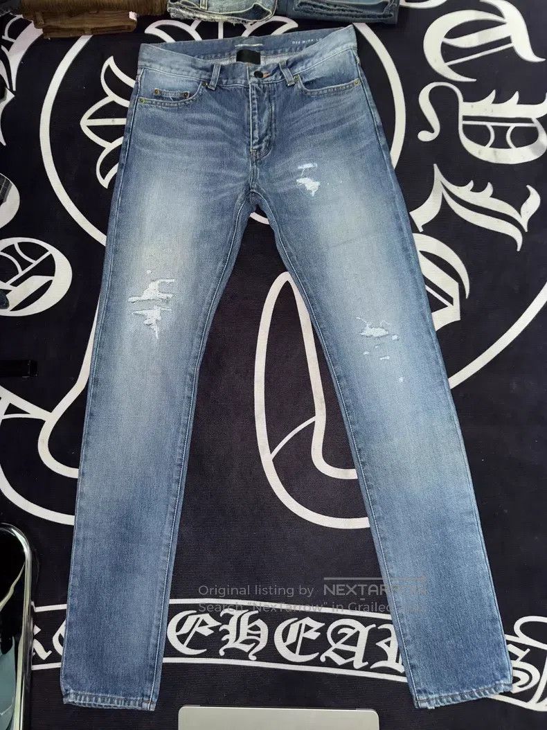 Saint Laurent Paris Saint Laurent Paris Classic Bleached Ripped Slim Fit Denim Size US 30 / EU 46 - 1 Thumbnail
