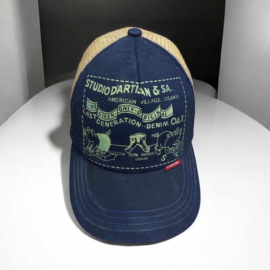 Studio D'Artisan STUDIO D'ARTISAN BLUE INDIGO TRUCKER CAP HAT Size ONE SIZE - 1 Thumbnail