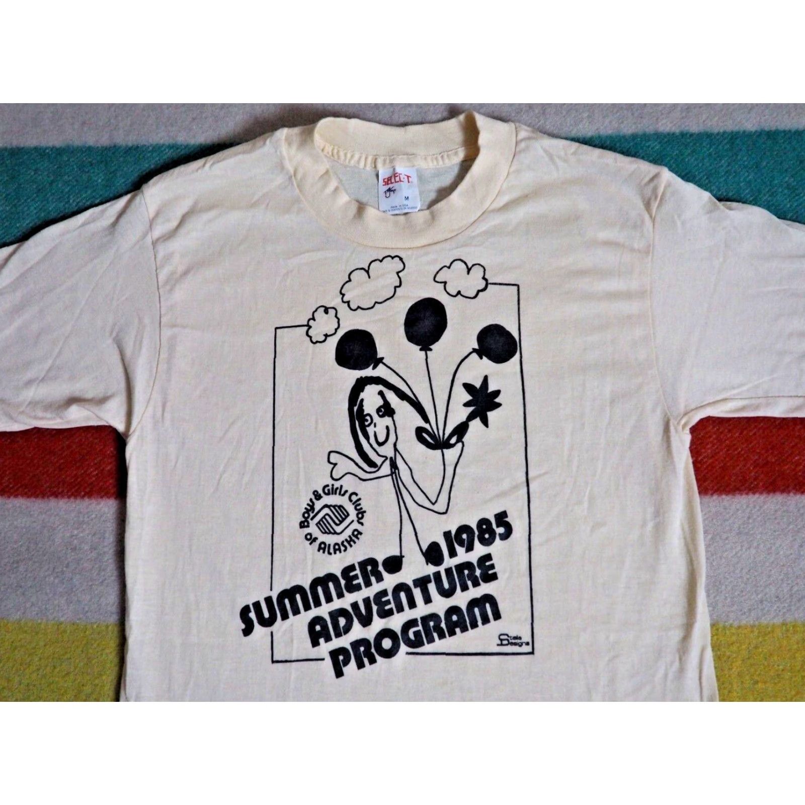 Vintage VTG 80s Select-T 1985 Boys & Girls Club ALASKA Beige 50/50 USA Tee T-Shirt XS Size US XS / EU 42 / 0 - 3 Thumbnail