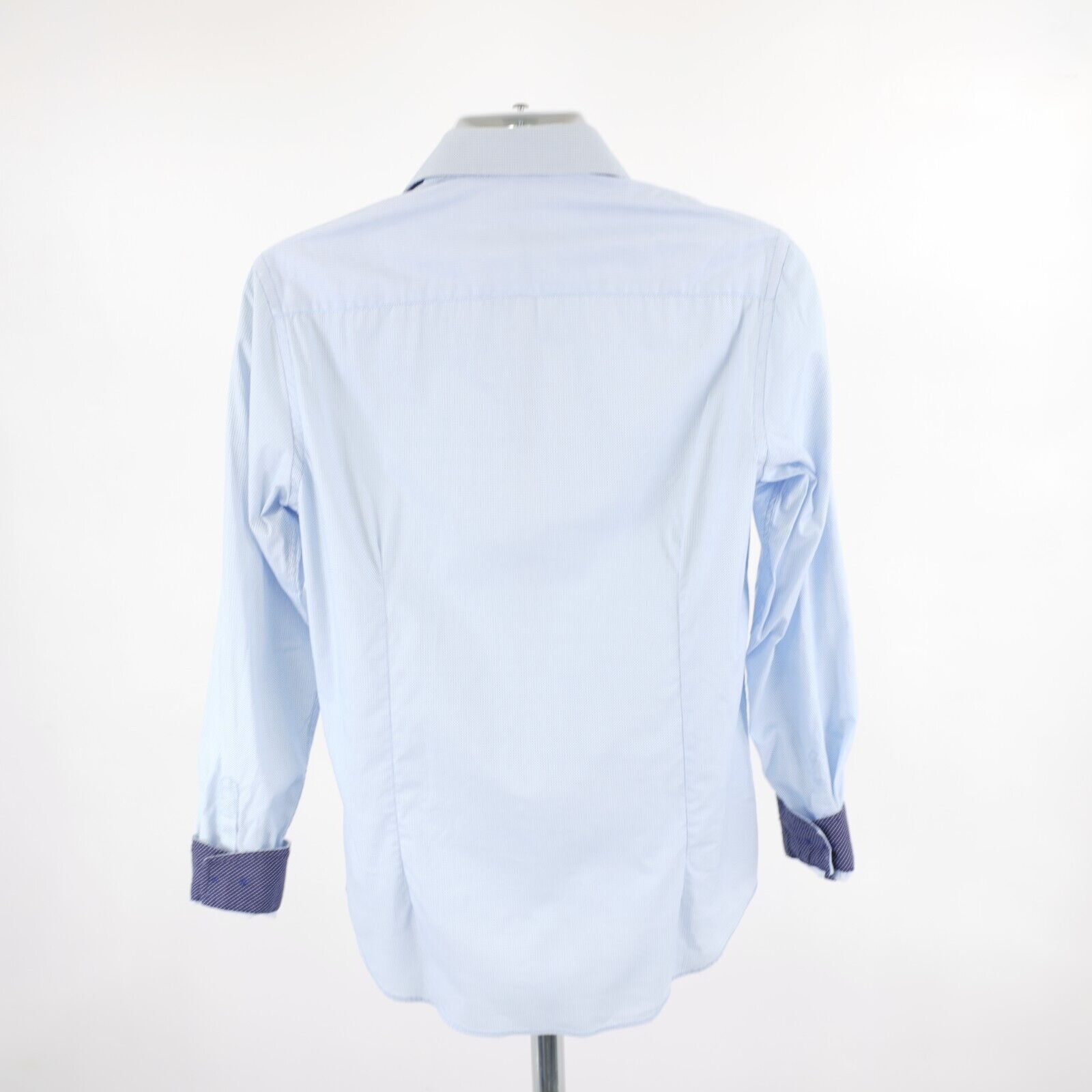 Designer Construct Stretch Slim Fit 15.5 34-35 Blue Check Flip Cuff C Size US M / EU 48-50 / 2 - 6 Thumbnail