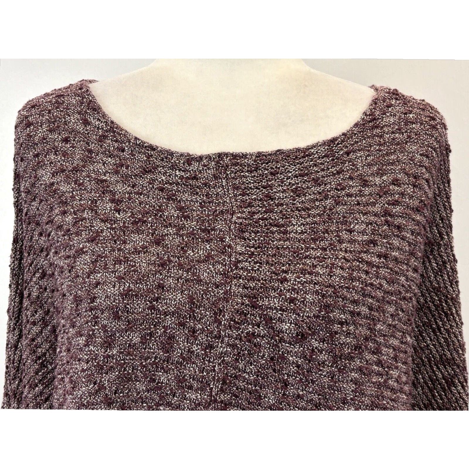 Vintage Chicos Tunic Sweater Womens XL 3/4 Sleeve Purple Burgundy Knit Shimmer Size XL / US 12-14 / IT 48-50 - 5 Thumbnail