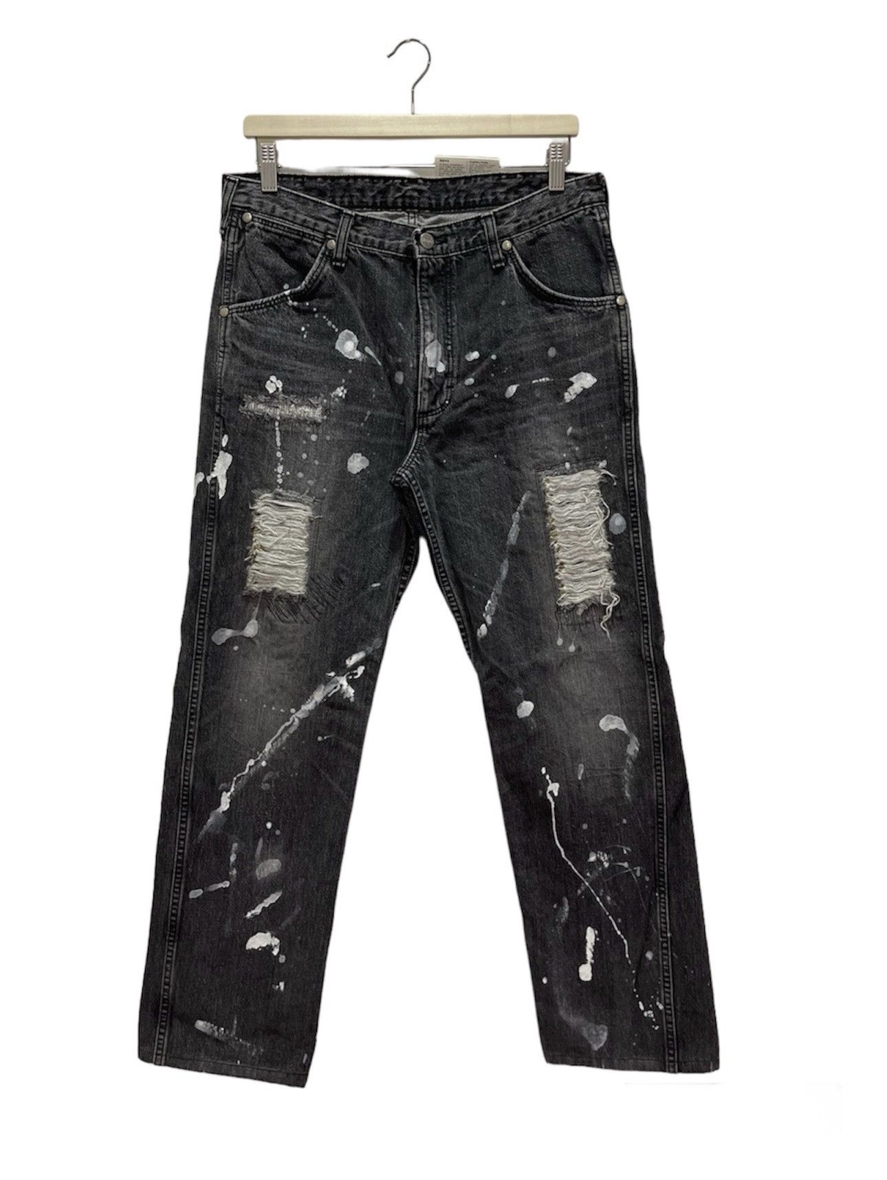 Japanese Brand VINTAGE WRENGLER PATCHWORK RIPPED SPLATTER PAINTS DISTRESSED Size US 32 / EU 48 - 1 Thumbnail