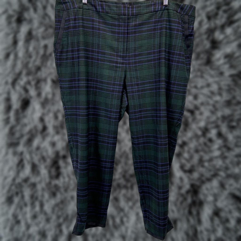 Talbots VINTAGE Talbots Women's Plus Wool Blend Dress Pants Sz 24W Black Watch Tartan Plaid Size 42" / US 20 - 1 Thumbnail