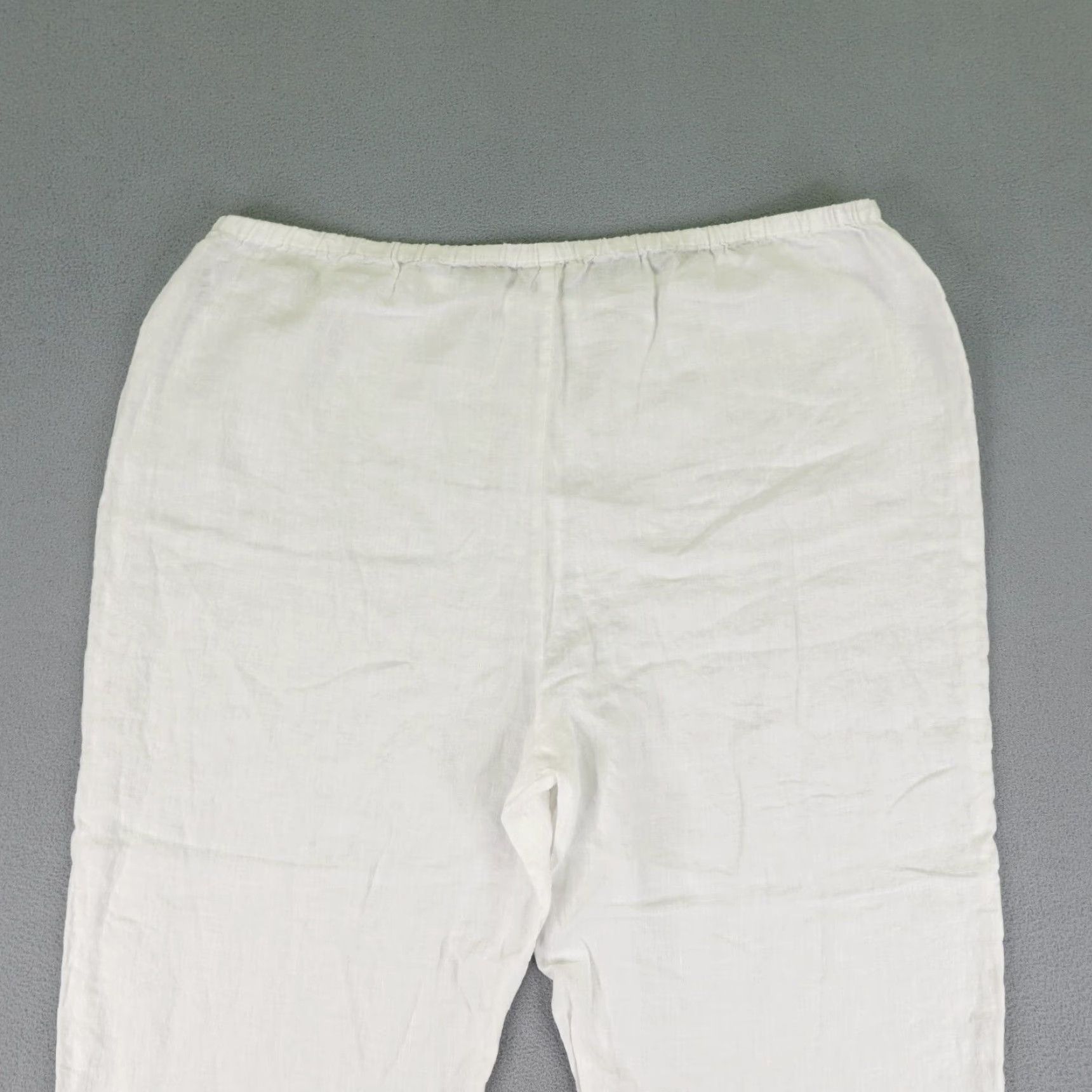 Eileen Fisher VINTAGE Eileen Fisher Pants Women Large White Linen Wide-Leg Cropped Bohemian Inseam 21in Regular Size 36" / US 14 / IT 50 - 5 Thumbnail