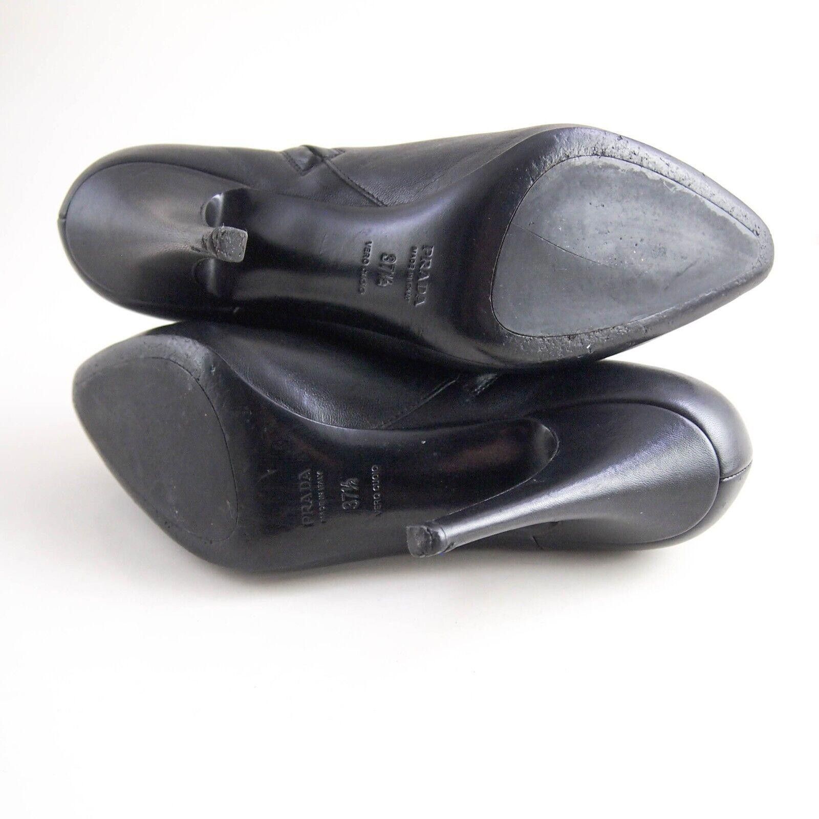 Prada Prada High Heel Booties Black Leather Size US 37.5 EU 7.5 Size US 7.5 / IT 37.5 - 7 Thumbnail