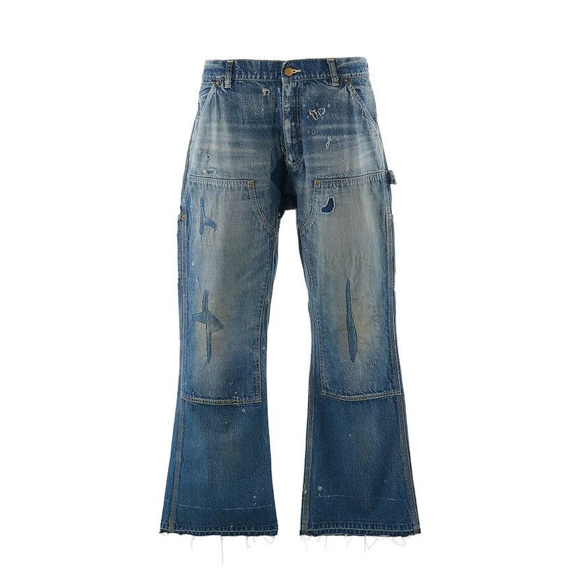 Saint Michael o1mle0326 Double Denim Knee Trousers in Blue Size US 34 / EU 50 - 1 Preview