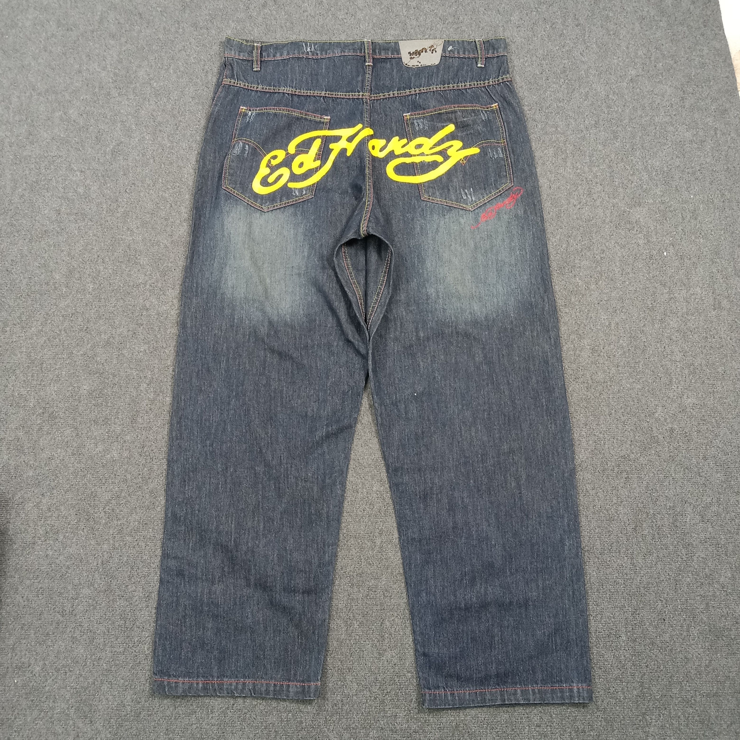 Ed Hardy Ed Hardy Embroidered Skull Art Logo Jeans C272N18 Size US 43 - 6 Thumbnail