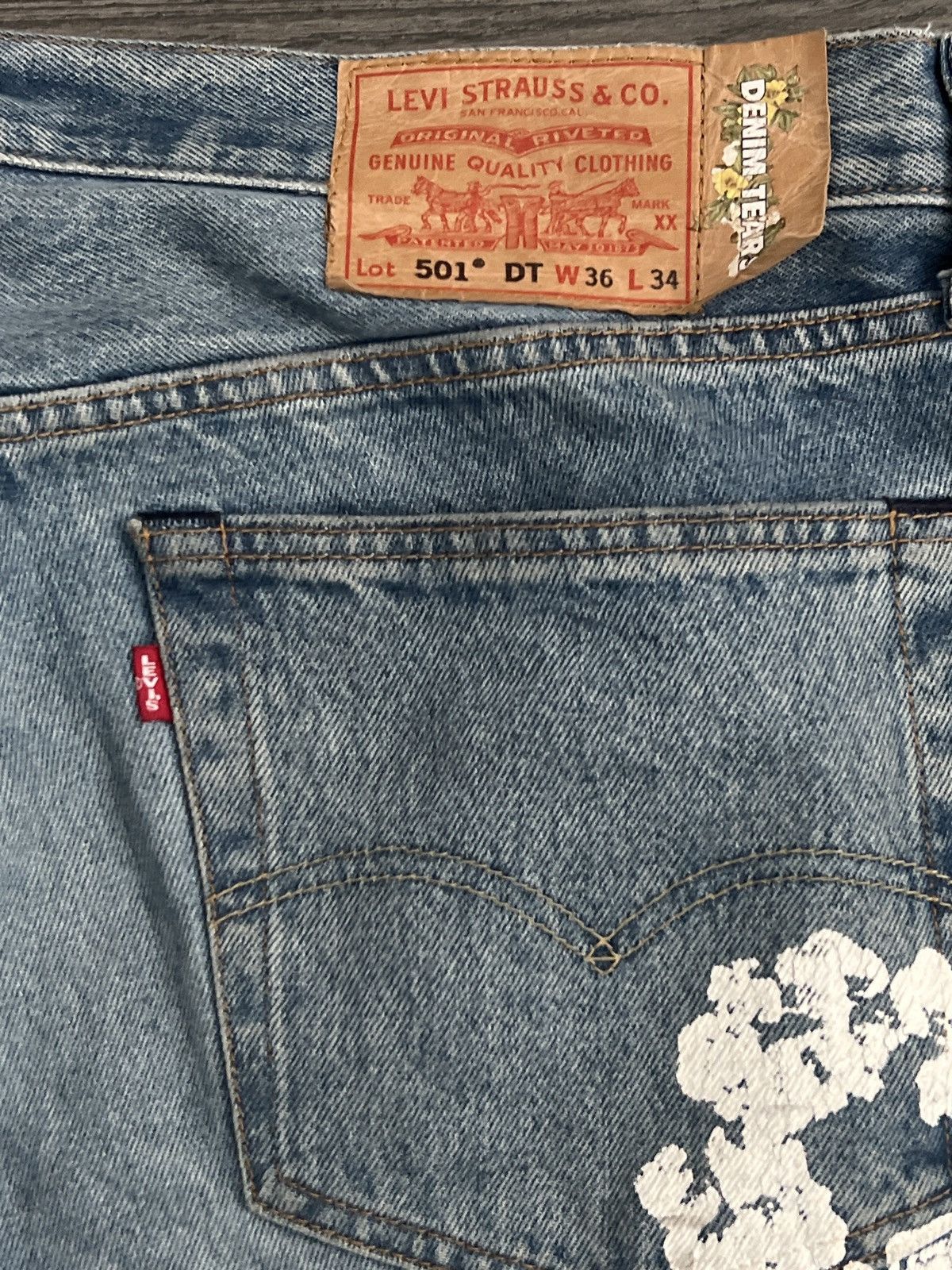 DENIM TEARS × Levi's Denim Tears Cotton Wreath Print Straight Leg Jeans Size US 36 / EU 52 - 8 Thumbnail