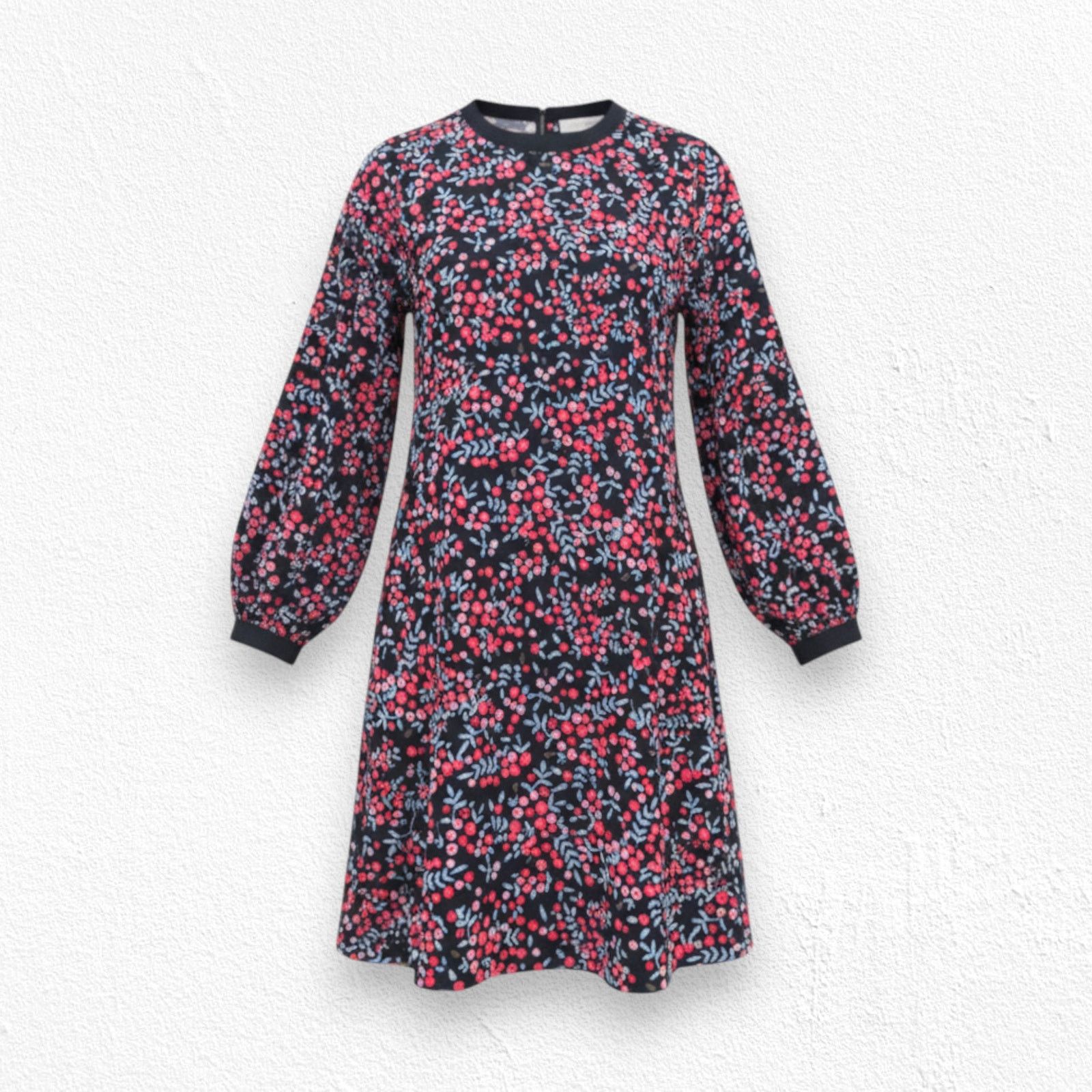 Loft LOFT Black Floral Berry Print Retro Dress Size Small Size S / US 4 / IT 40 - 1 Thumbnail