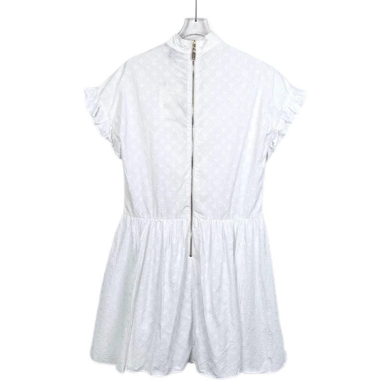 Louis Vuitton Louis Vuitton White logo full-print cotton lace short-slee Size M / US 6-8 / IT 42-44 - 2 Thumbnail