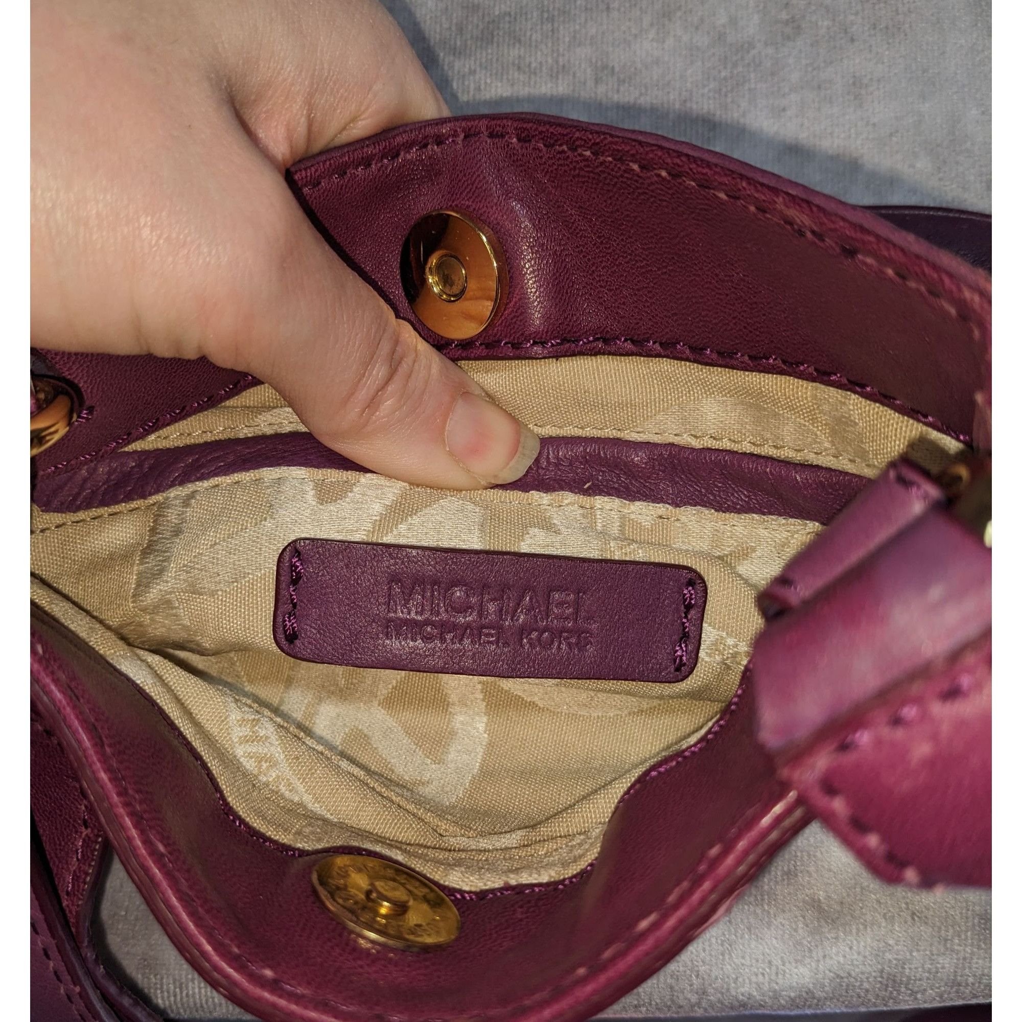 Michael Kors Michael Kors Purple Leather Crossbody Bag With Gold Stud Acc Size ONE SIZE - 2 Thumbnail