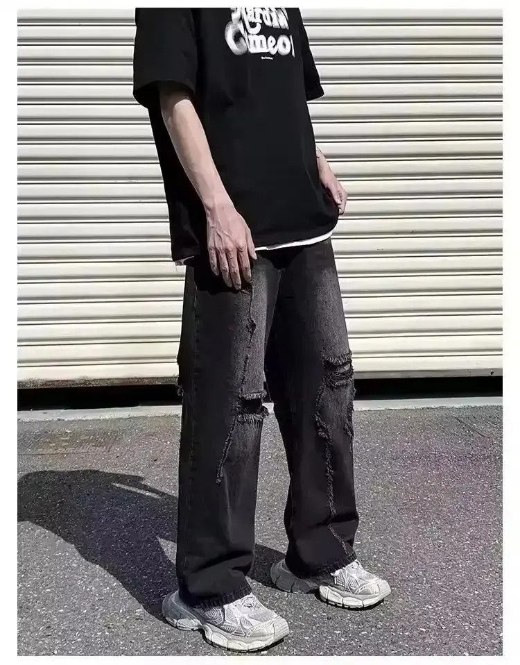 Japanese Brand Straight-Leg Hole Jean Size US 32 / EU 48 - 2 Thumbnail