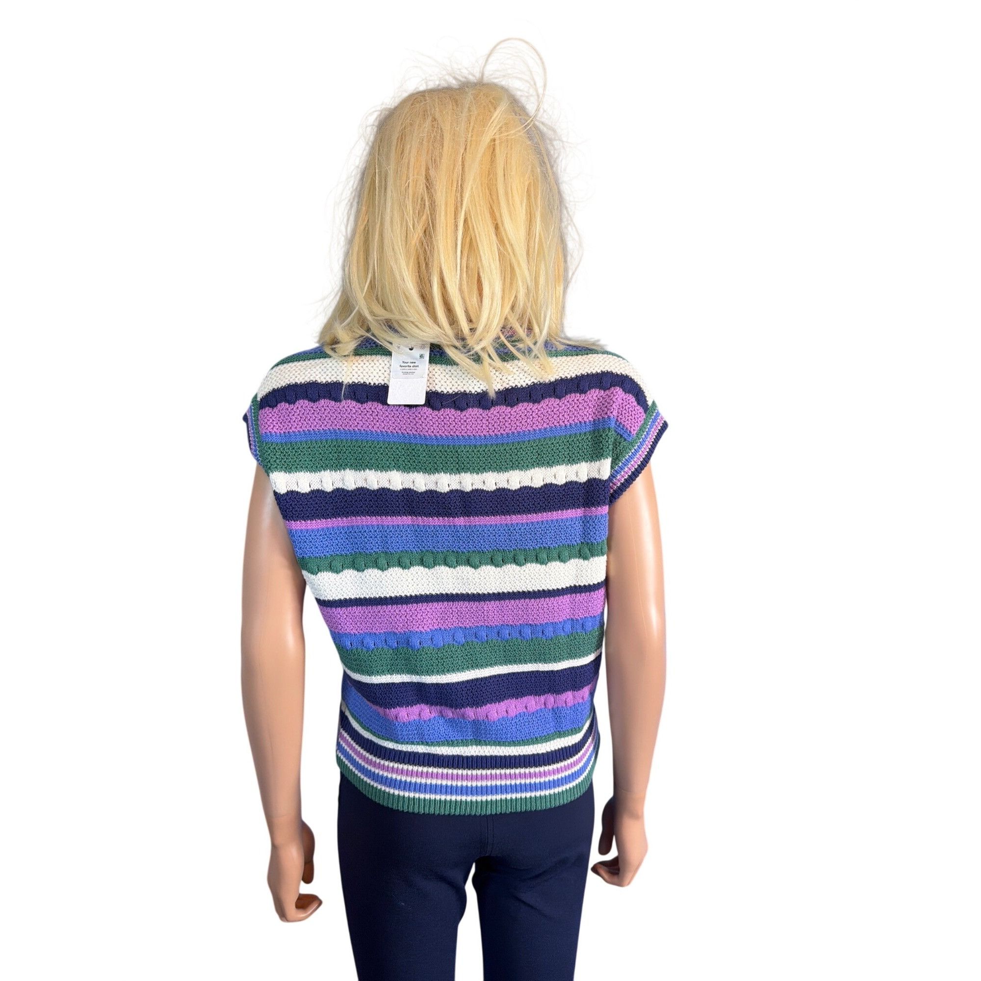 Marine Layer Marine Layer Rory Crochet Vest Cool Stripe Sleeveless Top Kn Size S / US 4 / IT 40 - 5 Thumbnail