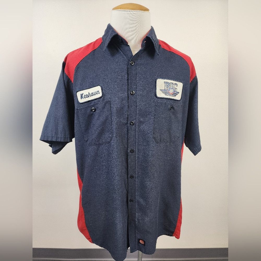 Red Kap Red Kap Men's Blue & Red Work Shirt 2 Sewn On Patched Baggy Size US XL / EU 56 / 4 - 1 Thumbnail