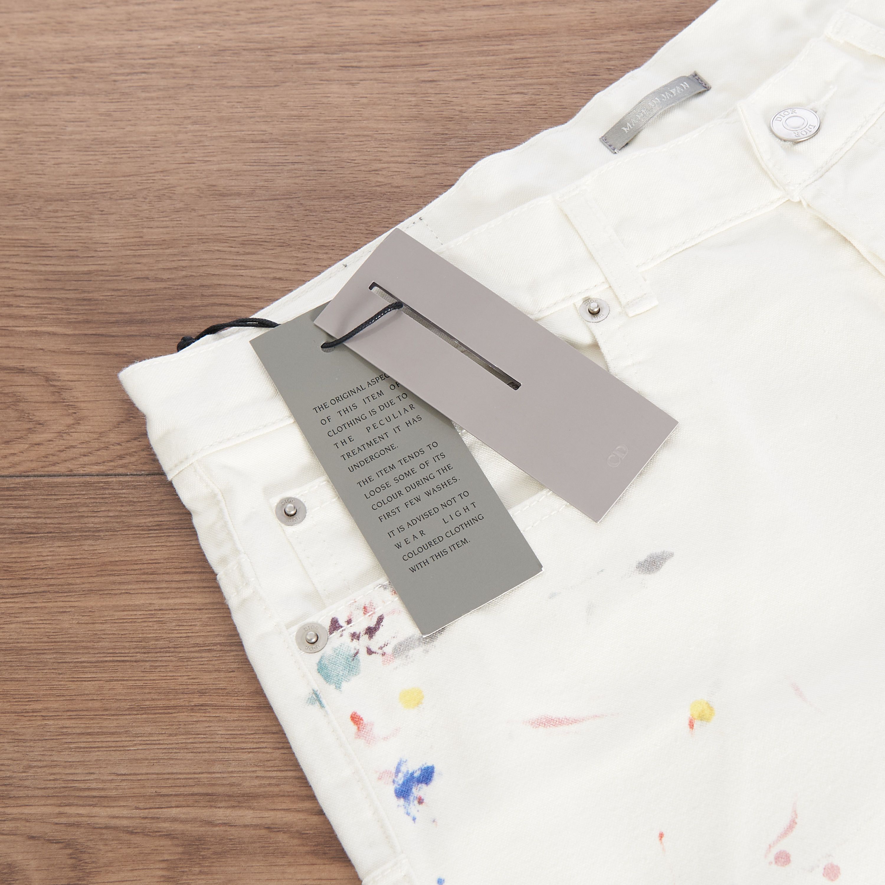Dior Slimfit Jeans In White Cotton Denim with Paint Print Size US 32 / EU 48 - 13 Thumbnail