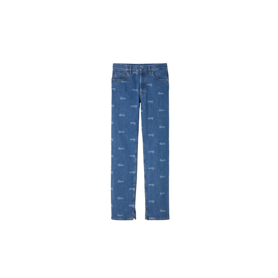 Gucci o1loc1c1225 792673 Denim Pant With Lasered Gucci Detail Blue Size US 30 / EU 46 - 1 Thumbnail