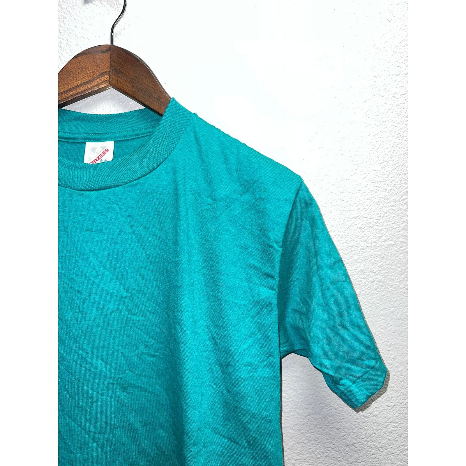 Jerzees Vintage Blank Shirt Jerzees 50/50 Teal Green Plain M Tee Size US M / EU 48-50 / 2 - 2 Thumbnail