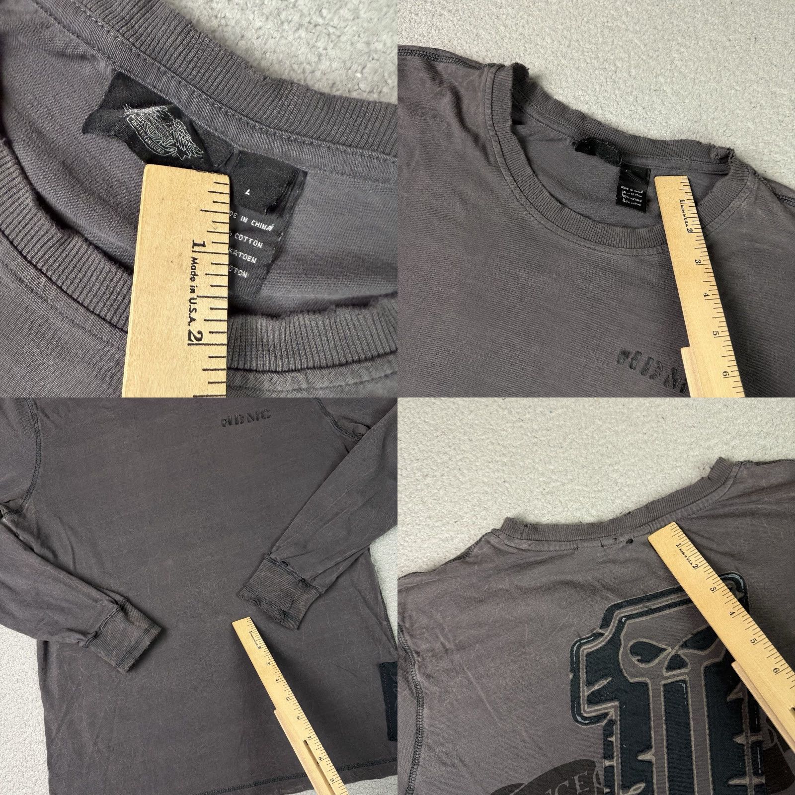 Harley Davidson Harley-Davidson Shirt Mens Large Gray Long Sleeve HDMC Y2K Biker Distressed Tee Size US L / EU 52-54 / 3 - 8 Thumbnail