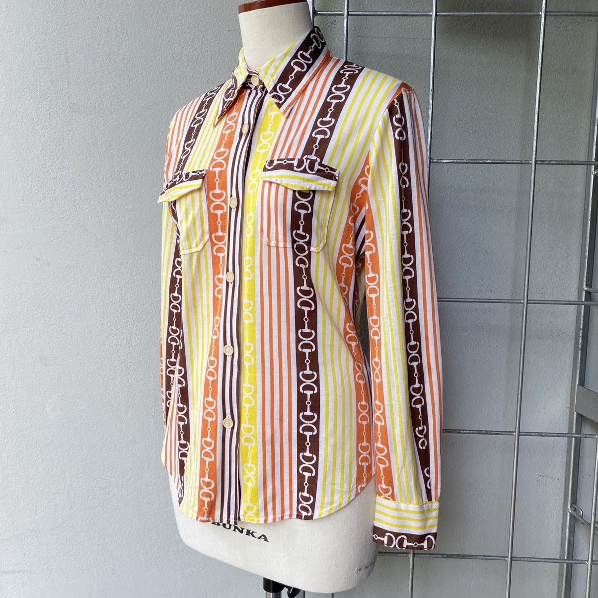 Celine CELINE etro Chain Stripe Button-Up Shirt Size XS / US 0-2 / IT 36-38 - 22 Thumbnail