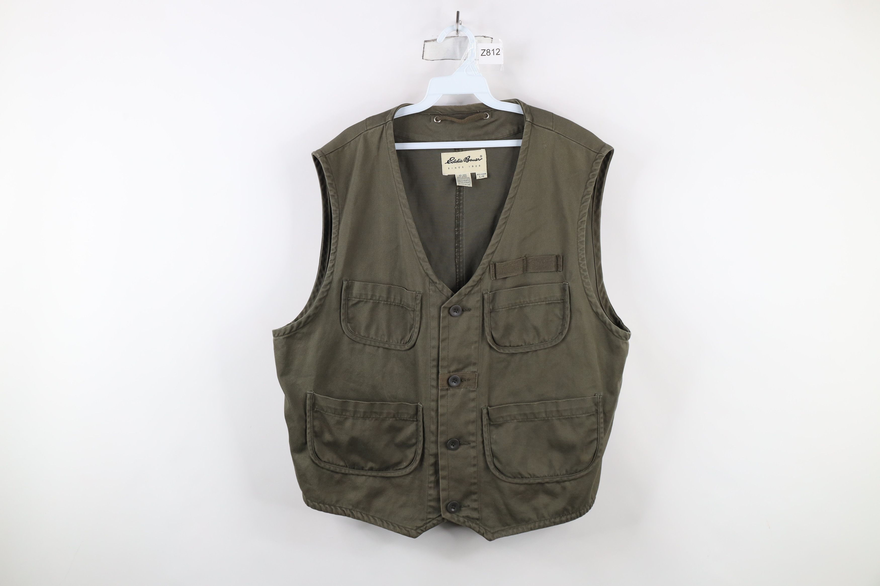 Eddie Bauer × Vintage Vintage 90s Eddie Bauer Tactical Fishing Vest Jacket Green Size US L / EU 52-54 / 3 - 1 Thumbnail