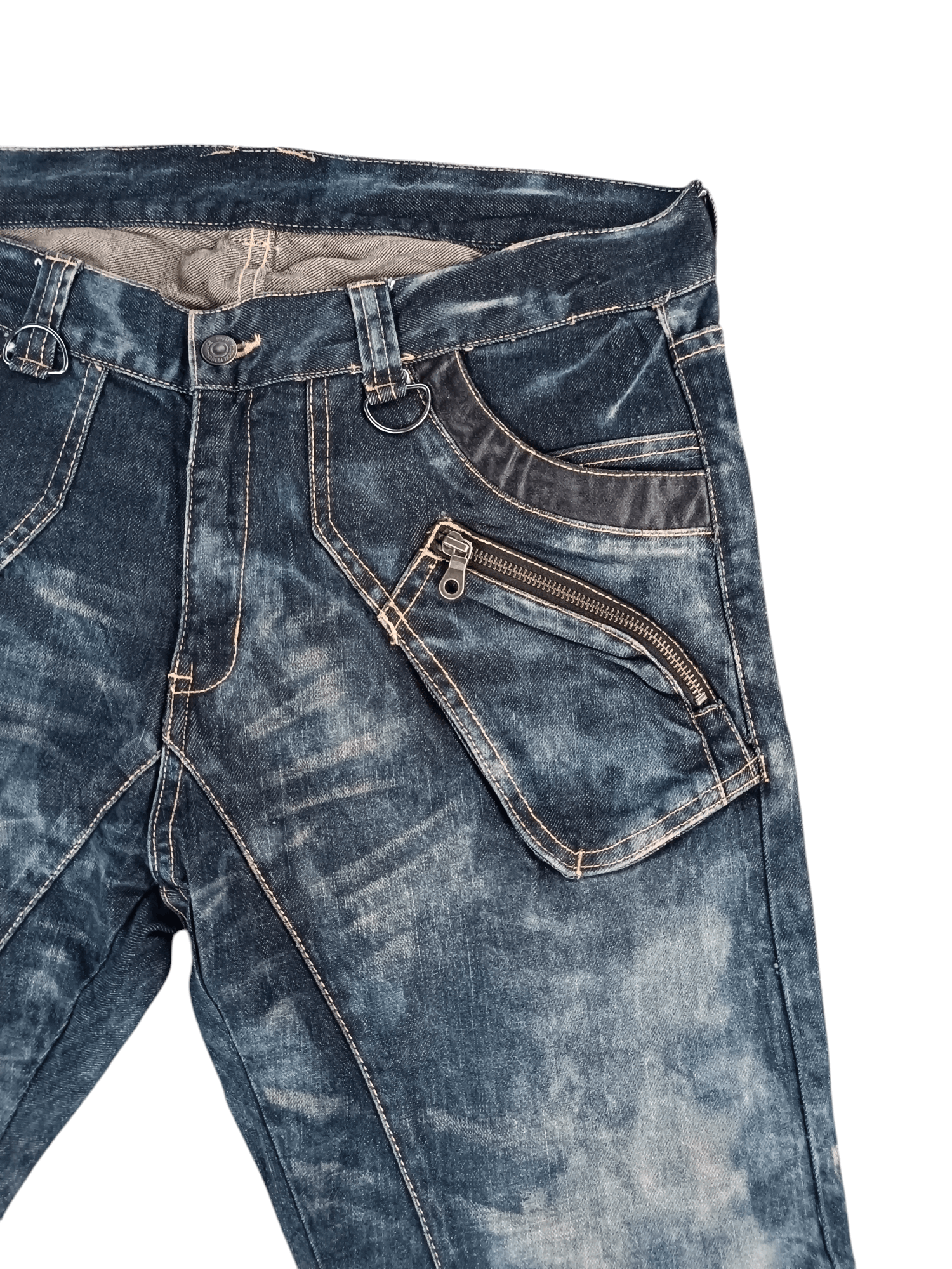 Japanese Brand RARE 💥 PPFM TYE DIE WHISKERS TWISTED LEG DENIM Size US 34 / EU 50 - 6 Thumbnail