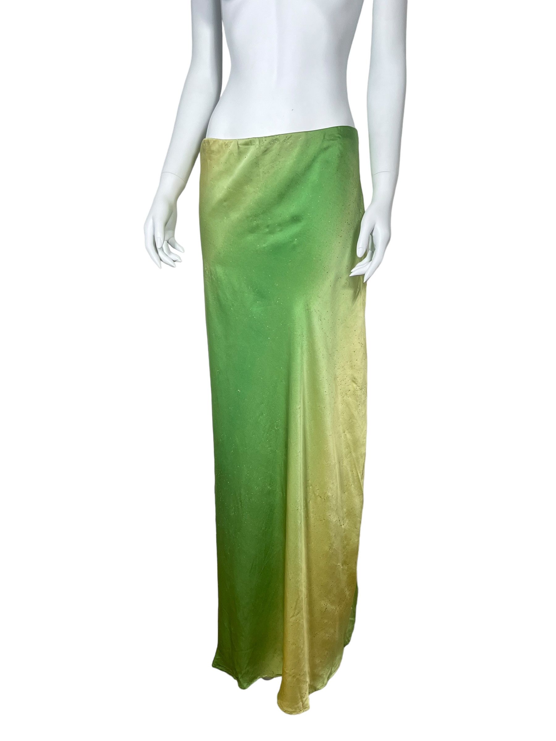 Roberto Cavalli Roberto Cavalli 1990s Green-to-gold Silk Maxi Skirt. Size 28" / US 6 / IT 42 - 1 Thumbnail