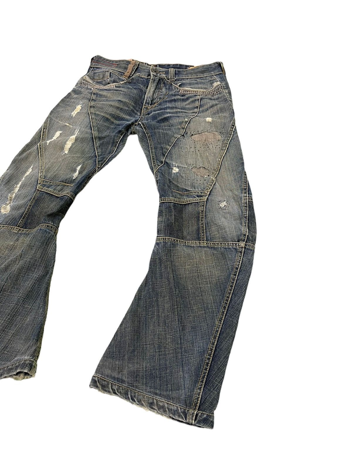 Japanese Brand Curv Leg Jeans Tough Jeans Faded Distress Regular 6🟦4 Size US 32 / EU 48 - 3 Thumbnail