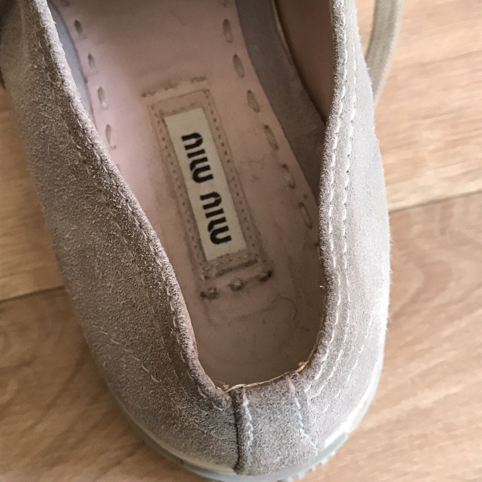 Miu Miu MIU MIU Womens Sneakers Suede Leather Shoes Studded Toe Size US 7 / IT 37 - 9 Thumbnail