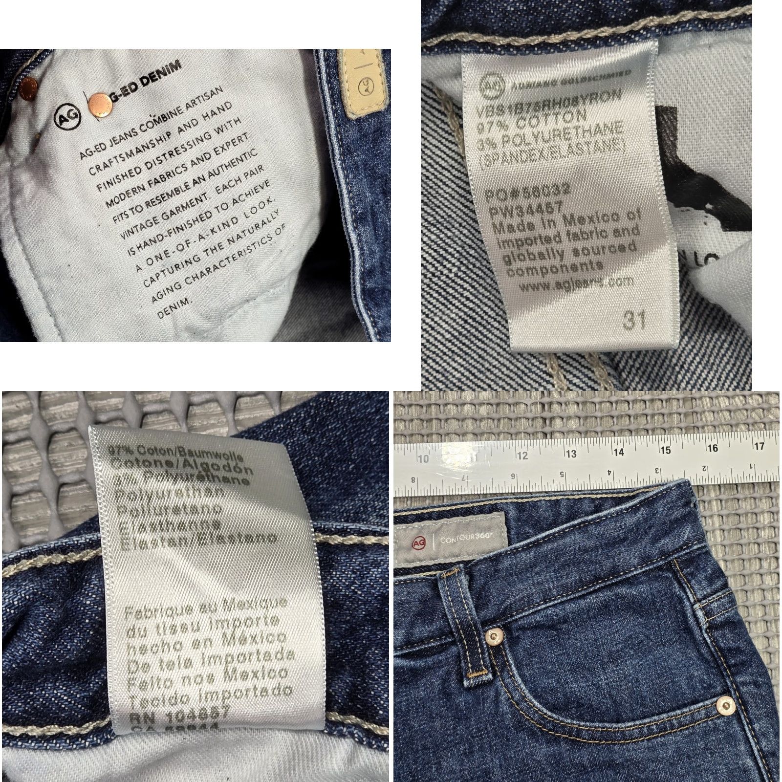 Vintage AG Adriano Goldschmied 31 Alexxis Boot High Rise Jeans 31x30 Blue Denim Slim Bootcut Womens 31 Size 24" / US 00 / IT 34 - 9 Thumbnail