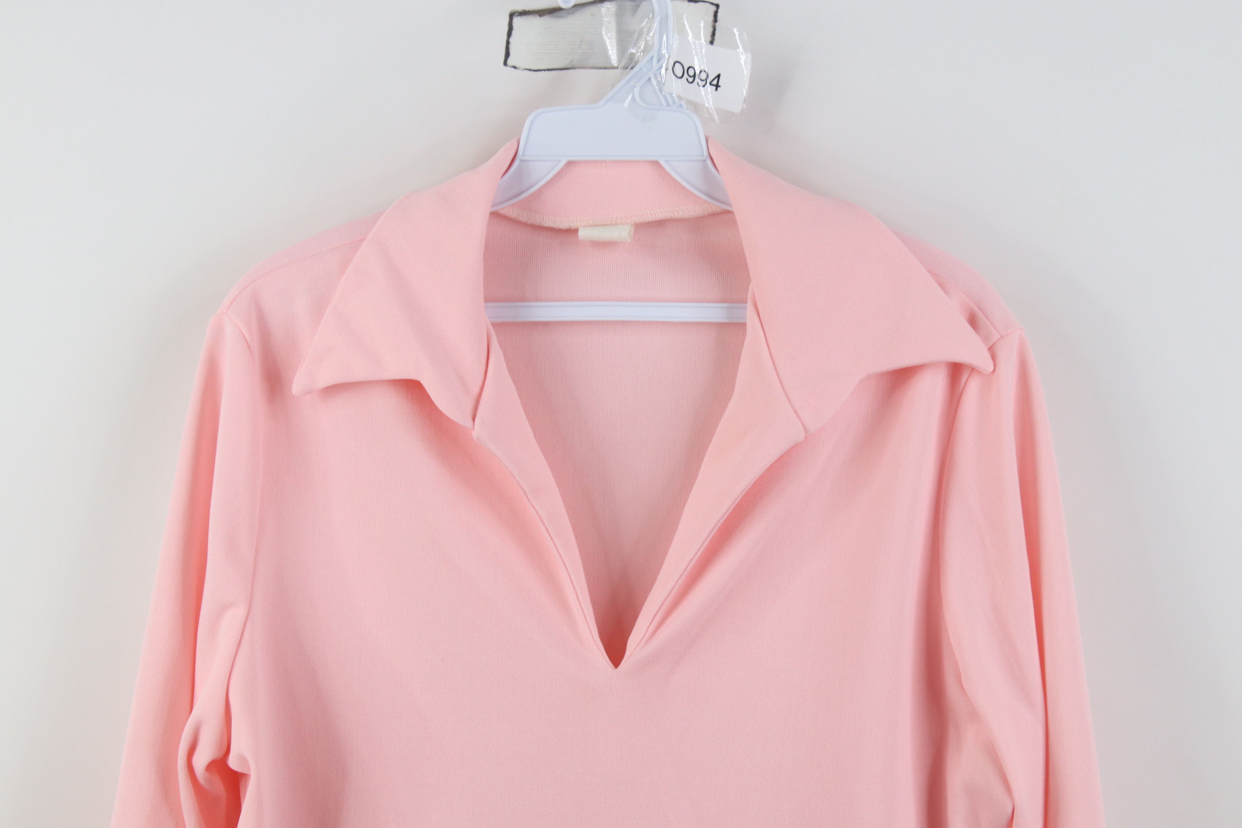 Vintage Vintage 70s Streetwear Knit Collared Pullover Shirt Pink USA Size XXL / US 16-18 / IT 52-54 - 2 Thumbnail