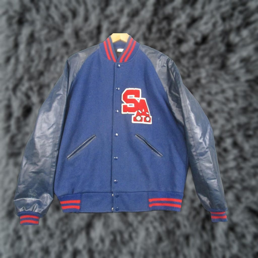 Vintage VINTAGE Howe Athletic Apparel Jacket Mens XL Blue Wool Varsity Baseball USA SA 80s/90s? Size US XL / EU 56 / 4 - 1 Thumbnail